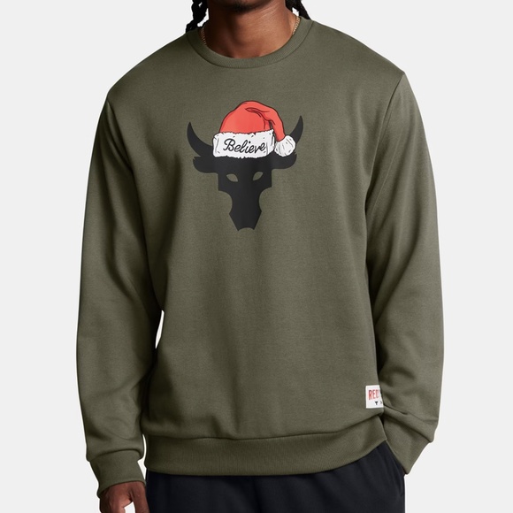Under Armour Project Rock Red One Believe Santa Bull Sweatshirt Men’s 2XL - Picture 3 of 13